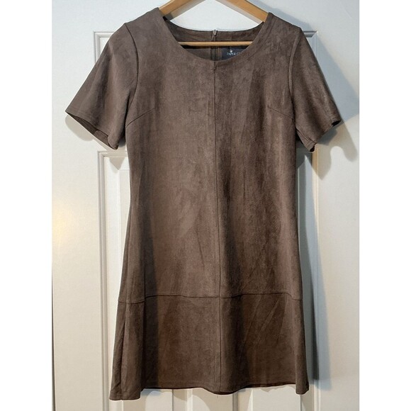 Paper Crane Anthropologie Faux Suede Dress Tunic Brown Boho Hipster Womens Large - Picture 1 of 7